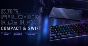 ASUS ROG初のラピッドトリガー&スピードタップ搭載「ROG Falchion Ace HFX」登場!