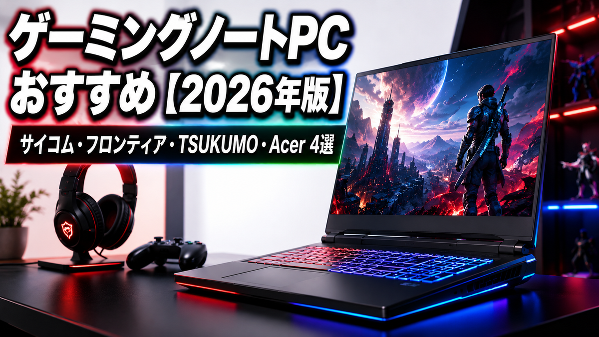 ゲーミングノートPC おすすめ【2026年版】サイコム・フロンティア・TSUKUMO・Acer｜選び方と注意点を徹底解説